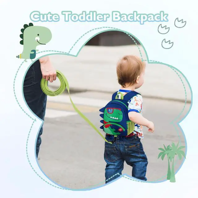 Alt view image 2 of 6 - Toddler Backpack for Boys 2-4, 3D Cartoon Cute Kids Dinosaur Backpack Water-Resistant Compact for Travel Preschool with Leash, Chest Buckle