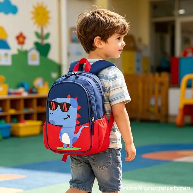 Alt view image 3 of 7 - 13 inch Kids Dinosaur Backpack For 3-5 Y Toddler Preschool