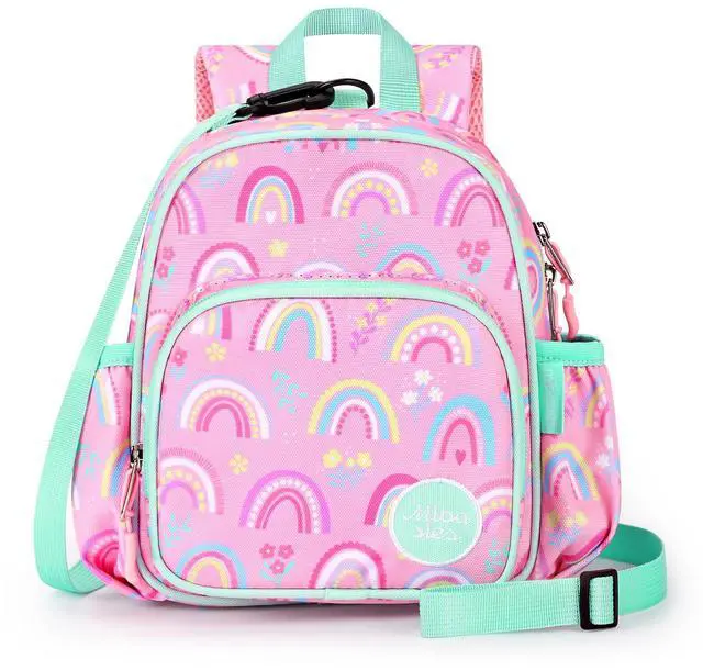 Main image of Backpack Leash for Toddlers 1-3: Baby Backpack for Girls with Anti-Lost Harness - Rainbow Pink