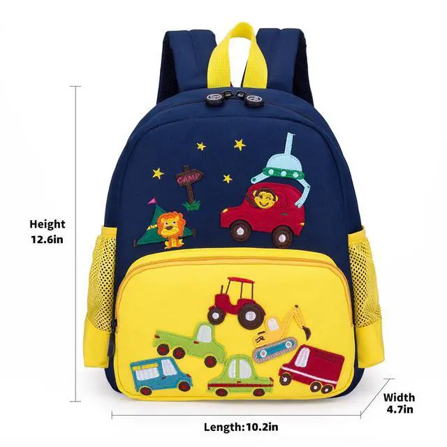 Alt view image 2 of 7 - Cute Zoo Little 3D Backpack Kids Backpack for Boys and Girls Toddler Backpack Waterproof Preschool Yellow Car One Size