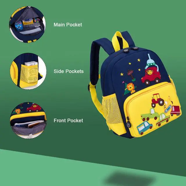 Alt view image 4 of 7 - Cute Zoo Little 3D Backpack Kids Backpack for Boys and Girls Toddler Backpack Waterproof Preschool Yellow Car One Size