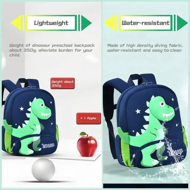 Alt view image 4 of 7 - Dinosaur Anti-lost Backpack for Boys Kindergarten Preschool Bookbag with Safety Leash, Toddler Boys Backpack Daycare Bag, B-Dark-blue+Green