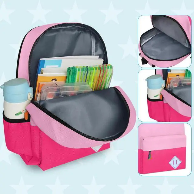 Alt view image 3 of 7 - Little Kids Backpack for Girls Boys - Toddler Preschool Backpack School Bag Cute Kindergarten Backpack for Aged 3-6, Pink Rose
