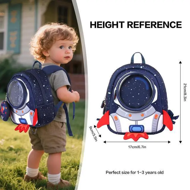 Alt view image 3 of 7 - Toddler Rocket Backpack with Safety Harness Leash for Ages 1-3