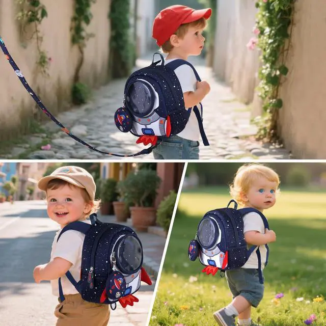 Alt view image 6 of 7 - Toddler Rocket Backpack with Safety Harness Leash for Ages 1-3
