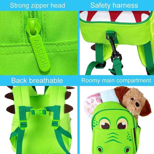 Alt view image 6 of 7 - Toddler Backpack Leash, 9.5" Kids Dinosaur Safety Leashes Bookbag for Boys Children