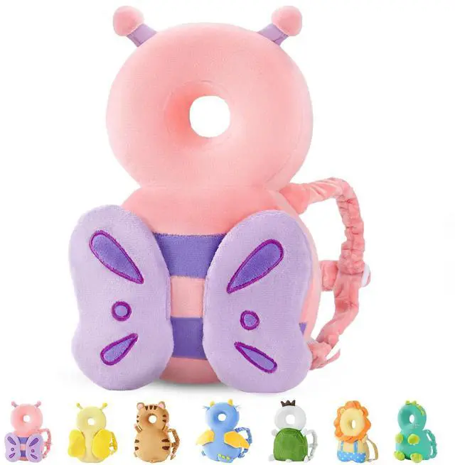 Main image of Baby Head Protector Backpack for Walking Crawling, Pink Butterfly