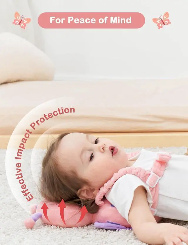 Alt view image 3 of 6 - Baby Head Protector Backpack for Walking Crawling, Pink Butterfly