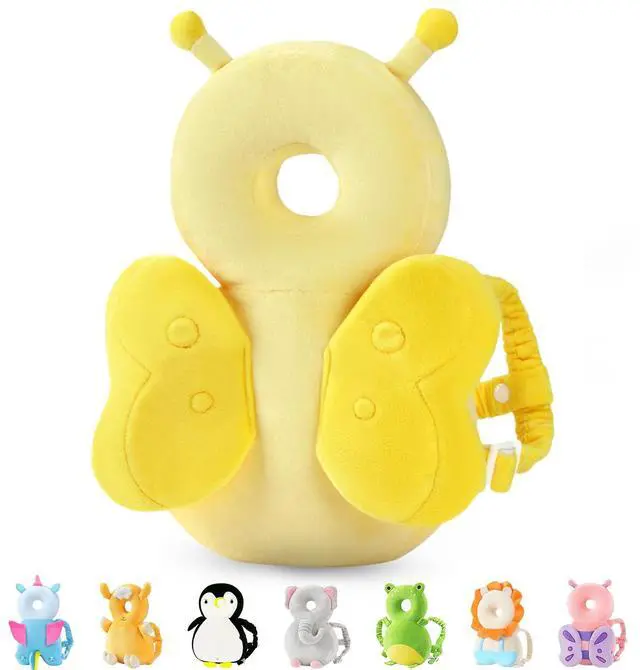 Main image of Baby Head Protector Backpack for Walking Crawling,Yellow Butterfly