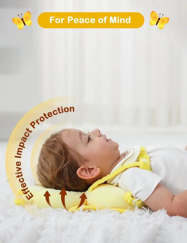 Alt view image 3 of 6 - Baby Head Protector Backpack for Walking Crawling,Yellow Butterfly