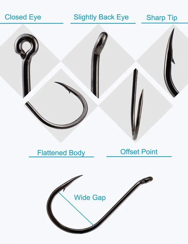 Alt view image 4 of 6 - Fishing Hooks Set Large Size Carbon Steel Catfish Carp Fish Hooks