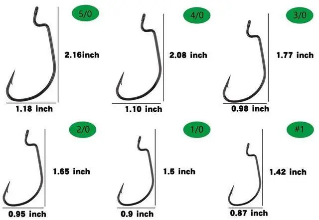 Alt view image 2 of 5 - 60pcs Offset Worm Hook High Carbon Steel Wide Gap Bait Jig Fish Hooks with Plastic Box #1-5/0