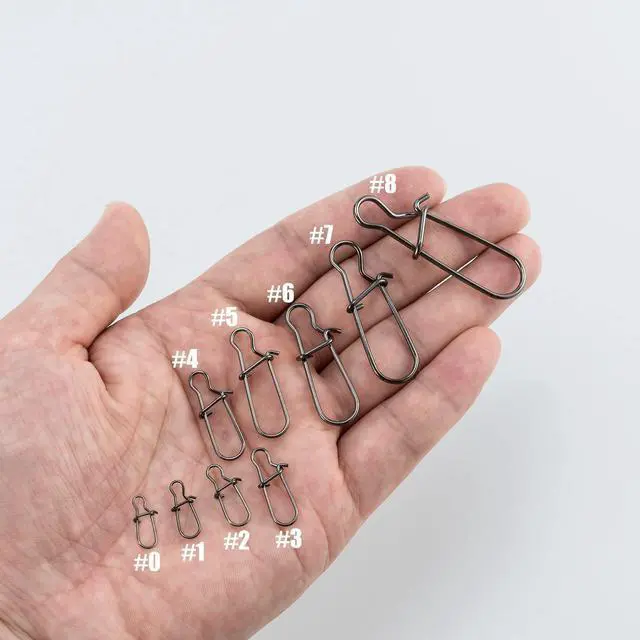 Alt view image 6 of 7 - 100 Pack Duo Lock Fishing Snaps Stainless Steel 26-220LB Lure Snaps Freshwater Saltwater Quick Change Speed Fishing Line Weights Clips (#0, 26Lb)