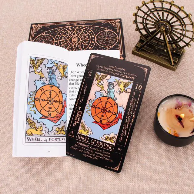 Alt view image 4 of 7 - Tarot Cards for Beginners, Classic Tarot Deck with Meanings, Durable Cards with Guide Book, Black
