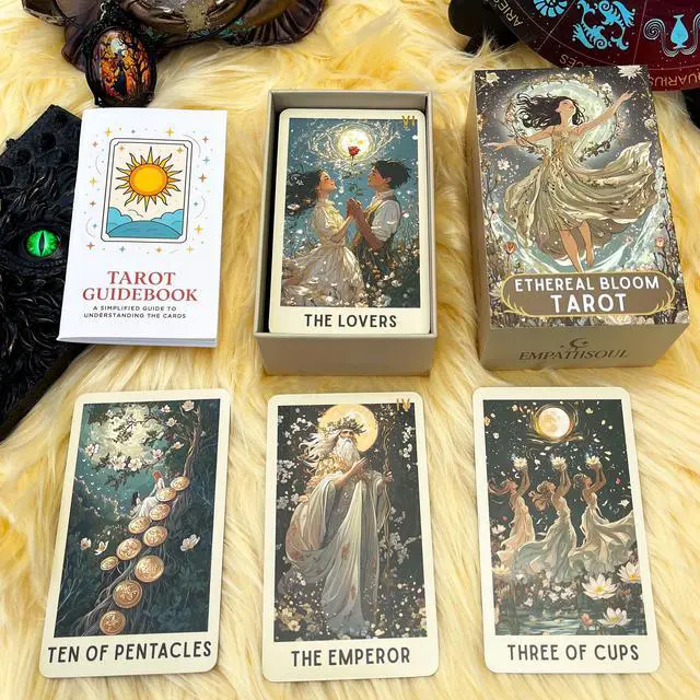 Alt view image 2 of 7 - Tarot Deck Unique, 78 Floral Tarot Cards with Guidebook, Modern Witch Tarot for Beginners and Experienced Readers, Divination and Spiritual Growth Tool