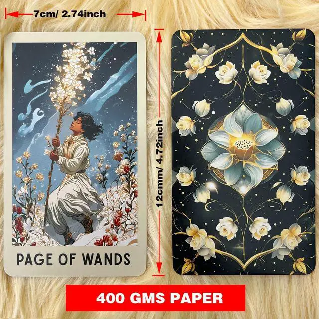 Alt view image 4 of 7 - Tarot Deck Unique, 78 Floral Tarot Cards with Guidebook, Modern Witch Tarot for Beginners and Experienced Readers, Divination and Spiritual Growth Tool