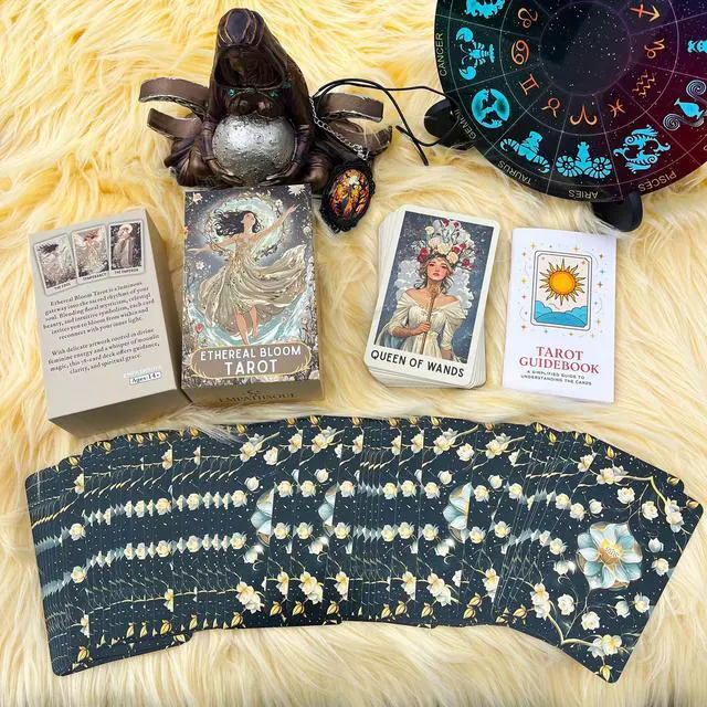 Alt view image 6 of 7 - Tarot Deck Unique, 78 Floral Tarot Cards with Guidebook, Modern Witch Tarot for Beginners and Experienced Readers, Divination and Spiritual Growth Tool
