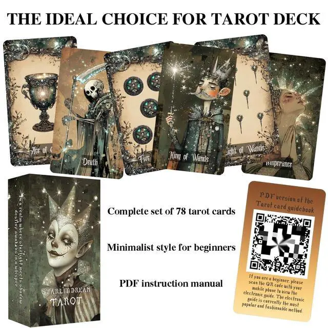Alt view image 4 of 7 - Starlight Dream Tarot, 78 tarot cards for beginners, with dreamy and minimalist illustrations, Fortune Telling Readers, Intuition, Divination and Spiritual Insight, divination(PDF Guidebook)