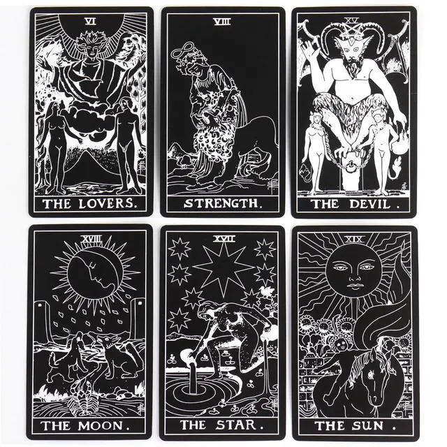 Alt view image 3 of 6 - Tarot Deck Card with Guidebook for Beginners,Tarot Cards with Meanings on Them,Fortune Telling Game Cards for Lover (Black)