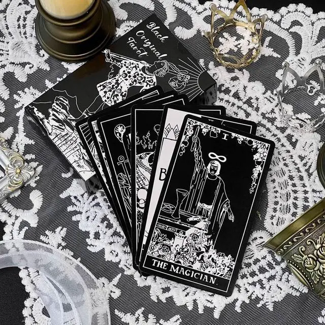 Alt view image 4 of 6 - Tarot Deck Card with Guidebook for Beginners,Tarot Cards with Meanings on Them,Fortune Telling Game Cards for Lover (Black)