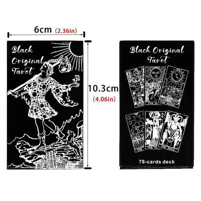 Alt view image 6 of 6 - Tarot Deck Card with Guidebook for Beginners,Tarot Cards with Meanings on Them,Fortune Telling Game Cards for Lover (Black)