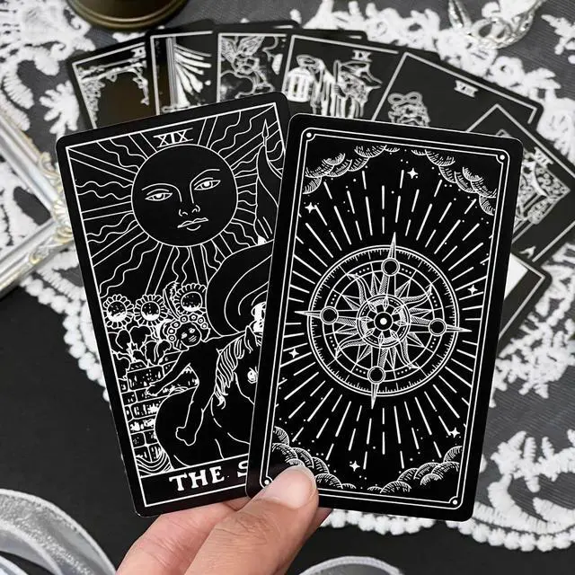 Alt view image 5 of 6 - Tarot Deck Card with Guidebook for Beginners,Tarot Cards with Meanings on Them,Fortune Telling Game Cards for Lover (Black)