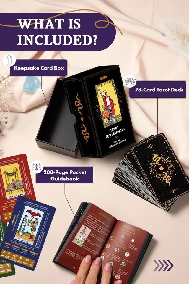 Alt view image 4 of 7 - Tarot for Learning - Tarot Cards with Meanings on Them & Guidebook