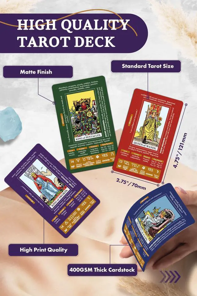 Alt view image 5 of 7 - Tarot for Learning - Tarot Cards with Meanings on Them & Guidebook