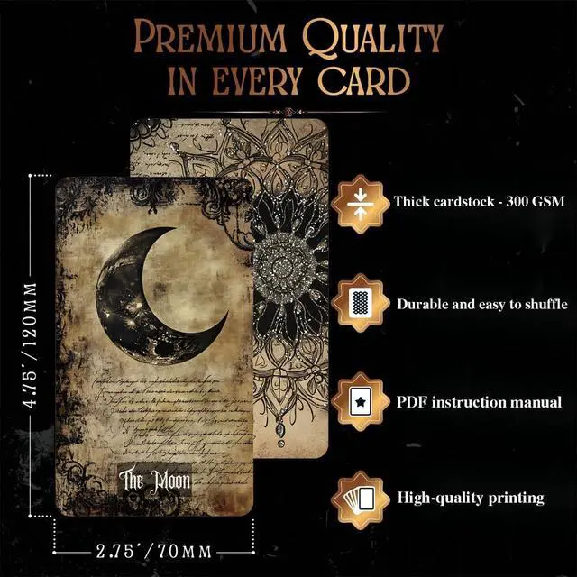 Alt view image 4 of 7 - Eternal Whisper Tarot Deck, 78 Tarot Cards with PDF Guidebook, Vintage Gothic Style, Parchment Theme, Modern Witch Tarot for Beginners- Experienced Readers, Divination Spiritual Growth Tool