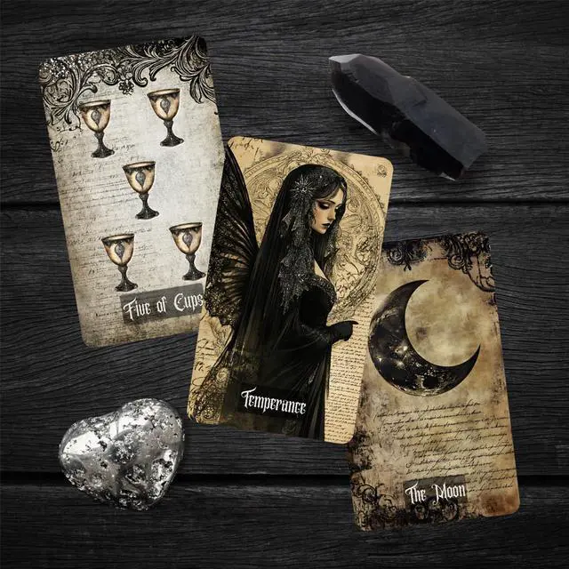 Alt view image 6 of 7 - Eternal Whisper Tarot Deck, 78 Tarot Cards with PDF Guidebook, Vintage Gothic Style, Parchment Theme, Modern Witch Tarot for Beginners- Experienced Readers, Divination Spiritual Growth Tool