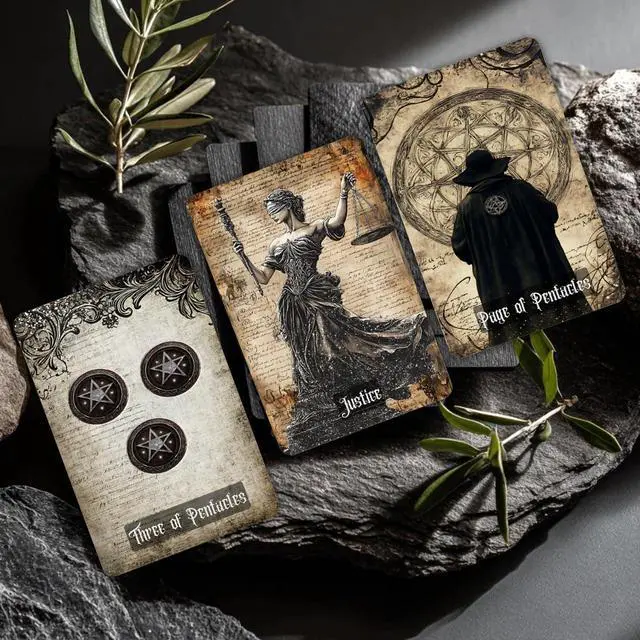 Alt view image 7 of 7 - Eternal Whisper Tarot Deck, 78 Tarot Cards with PDF Guidebook, Vintage Gothic Style, Parchment Theme, Modern Witch Tarot for Beginners- Experienced Readers, Divination Spiritual Growth Tool