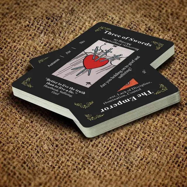 Alt view image 5 of 7 - Classic Tarot Cards for Beginners - 78 Card Set, Learning Tarot Deck with Meanings, No Guide Book Needed, Fortune Telling Game (Black)