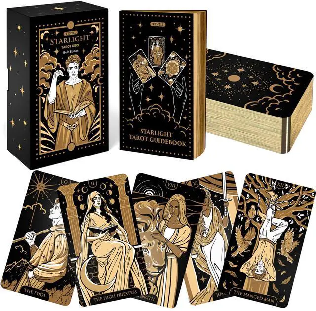 Main image of Tarot Cards with Guide Book - Starlight Unique Tarot Deck (Gold)
