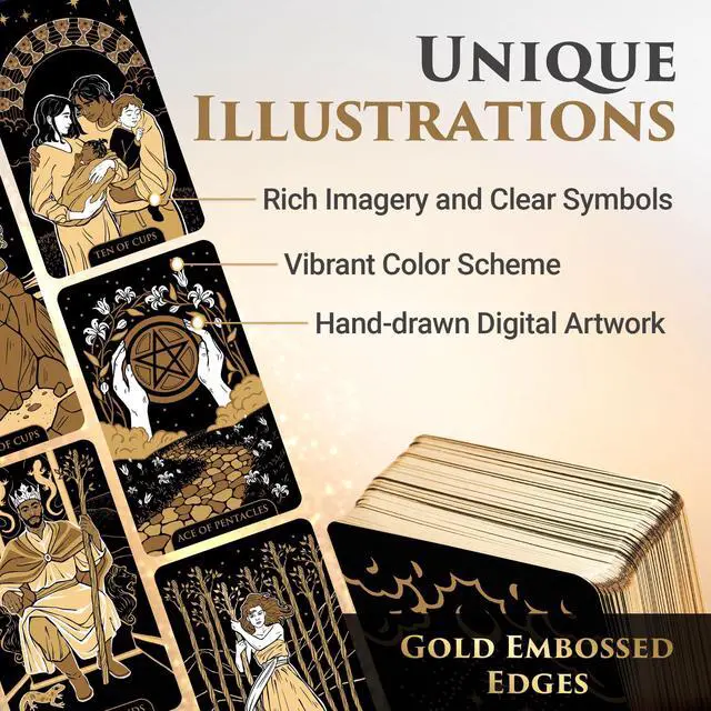 Alt view image 4 of 7 - Tarot Cards with Guide Book - Starlight Unique Tarot Deck (Gold)