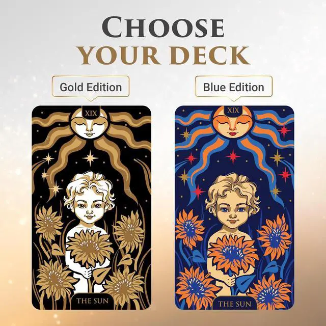 Alt view image 7 of 7 - Tarot Cards with Guide Book - Starlight Unique Tarot Deck (Gold)