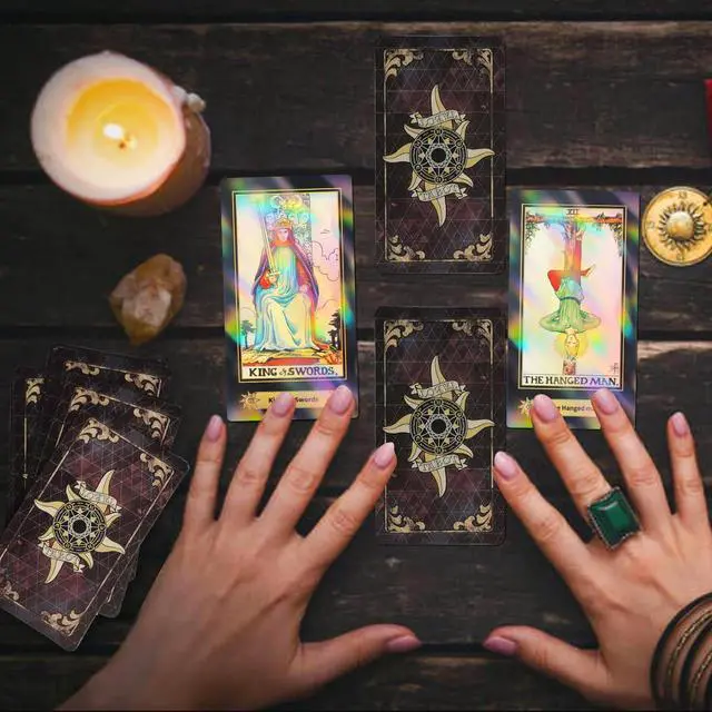 Alt view image 2 of 7 - Surface Laser Holographic 78 Tarot Cards with Guidebook
