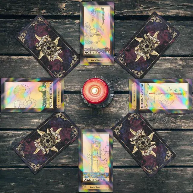 Alt view image 4 of 7 - Surface Laser Holographic 78 Tarot Cards with Guidebook