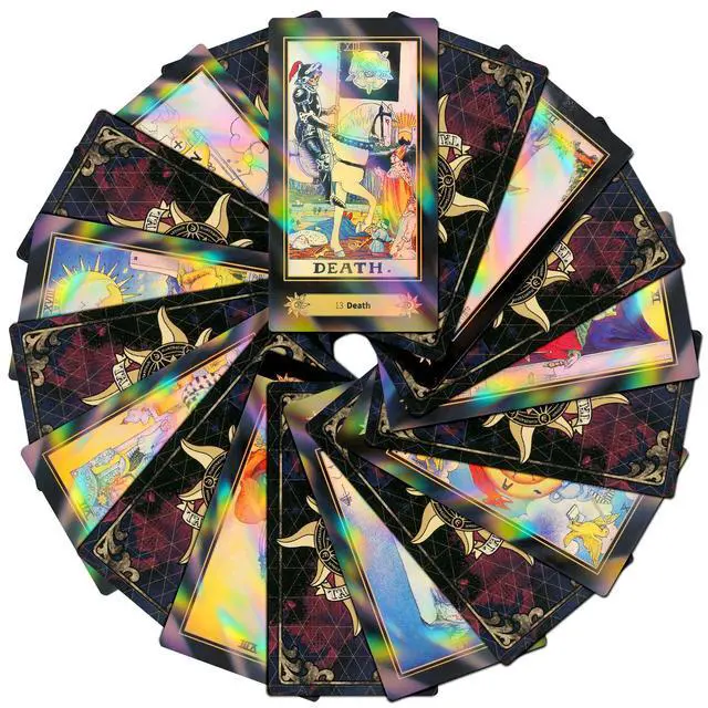 Alt view image 5 of 7 - Surface Laser Holographic 78 Tarot Cards with Guidebook