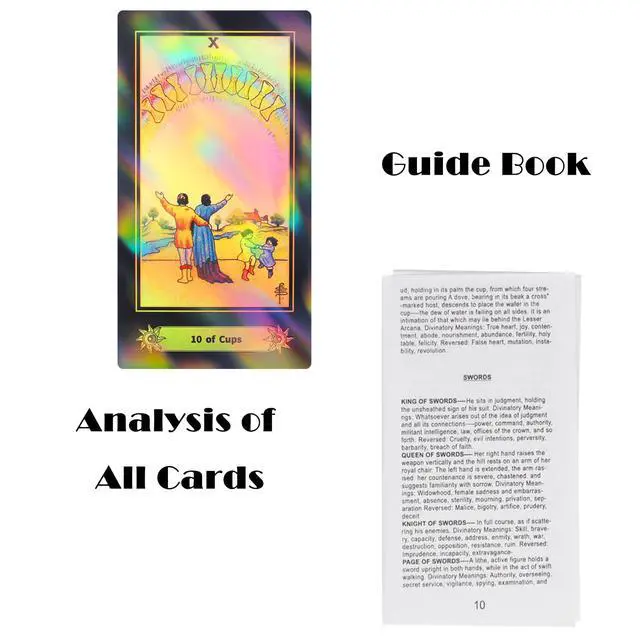 Alt view image 7 of 7 - Surface Laser Holographic 78 Tarot Cards with Guidebook