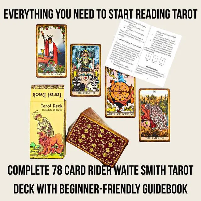 Alt view image 2 of 7 - Tarot Cards with Guidebook Classic 78 Card Rider Waite Smith Tarot Deck Beginner Friendly Tarot Cards Deck Standard Size, Durable Matte Finish, Vibrant Artwork