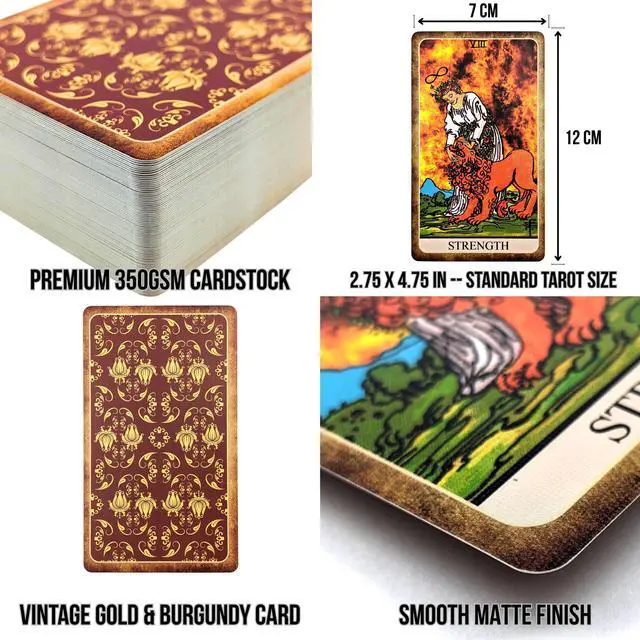 Alt view image 4 of 7 - Tarot Cards with Guidebook Classic 78 Card Rider Waite Smith Tarot Deck Beginner Friendly Tarot Cards Deck Standard Size, Durable Matte Finish, Vibrant Artwork