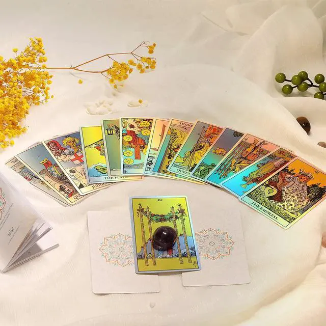 Alt view image 4 of 6 - Holographic Tarot Cards, 78 Card Tarot Deck with Guidebook to Card Meanings