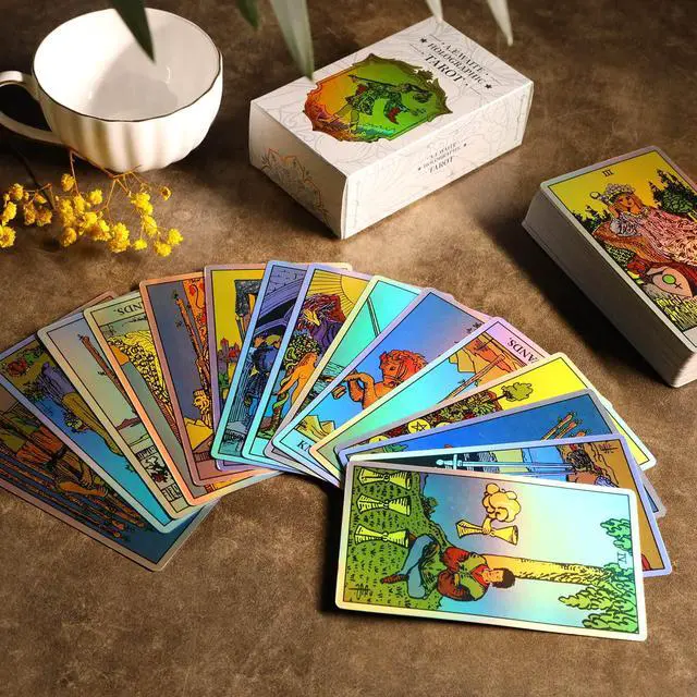 Alt view image 5 of 6 - Holographic Tarot Cards, 78 Card Tarot Deck with Guidebook to Card Meanings
