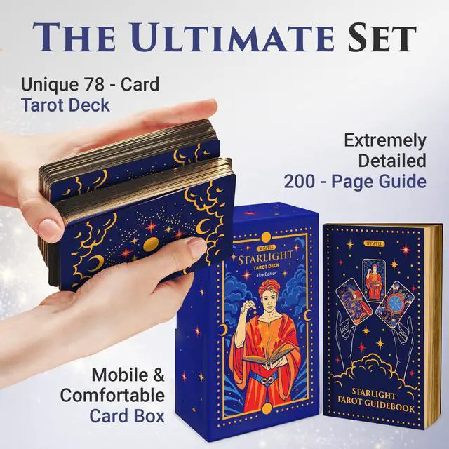 Alt view image 2 of 7 - Tarot Cards with Guide Book - Starlight Unique Tarot Deck (Blue)