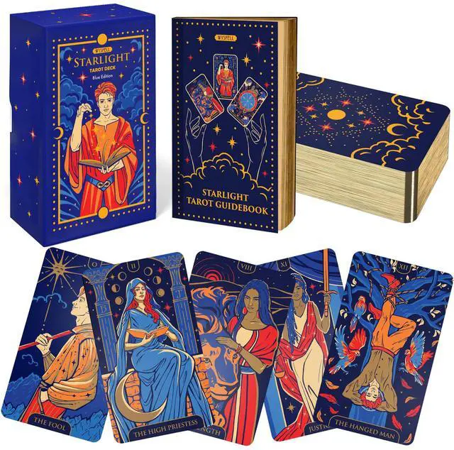 Main image of Tarot Cards with Guide Book - Starlight Unique Tarot Deck (Blue)