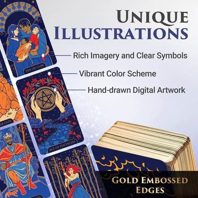 Alt view image 4 of 7 - Tarot Cards with Guide Book - Starlight Unique Tarot Deck (Blue)