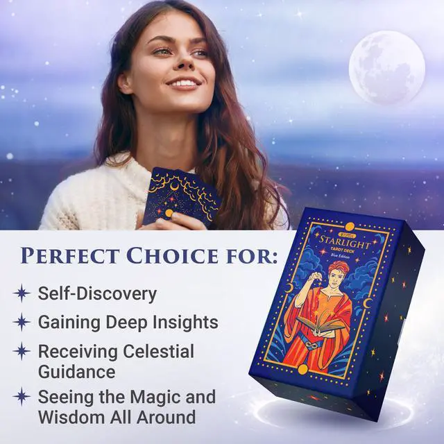 Alt view image 6 of 7 - Tarot Cards with Guide Book - Starlight Unique Tarot Deck (Blue)