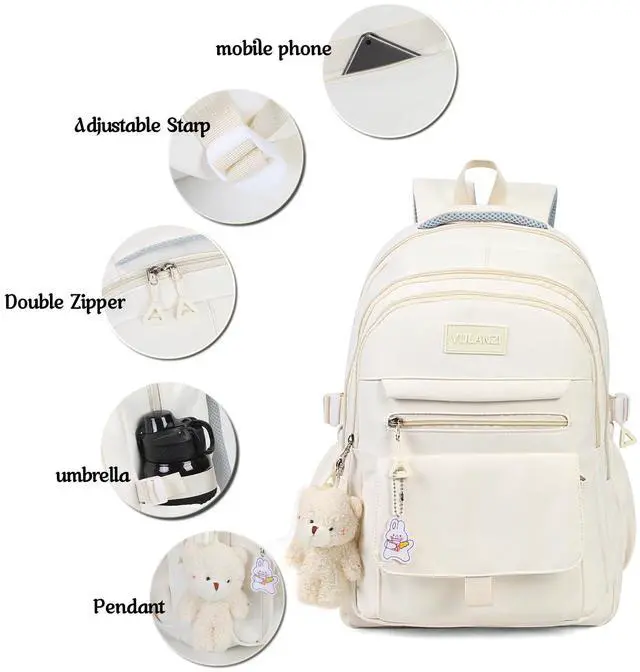 Alt view image 4 of 4 - Girls Backpack for College High Middle School, Cute Teen Bookbag