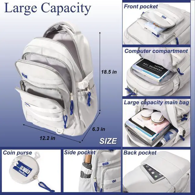 Alt view image 2 of 6 - Kids Backpack for Girls Middle-School Elementary Bookbags Aesthetic Backpack for Teen Girls-Boys