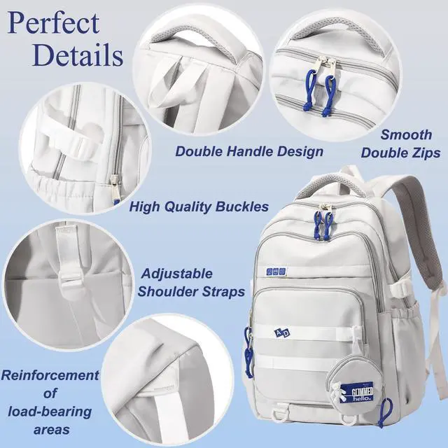 Alt view image 3 of 6 - Kids Backpack for Girls Middle-School Elementary Bookbags Aesthetic Backpack for Teen Girls-Boys